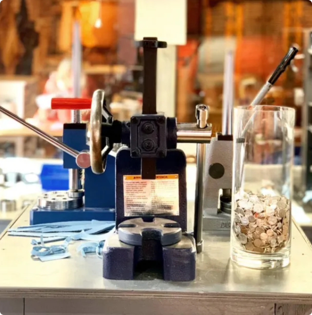 Arbor press on a workbench