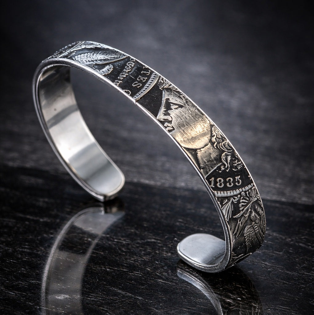 Morgan Silver Dollar coins forming a cuff bracelet