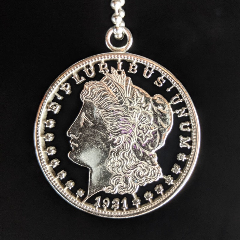 1921 Morgan Silver Dollar Cut Coin Necklace