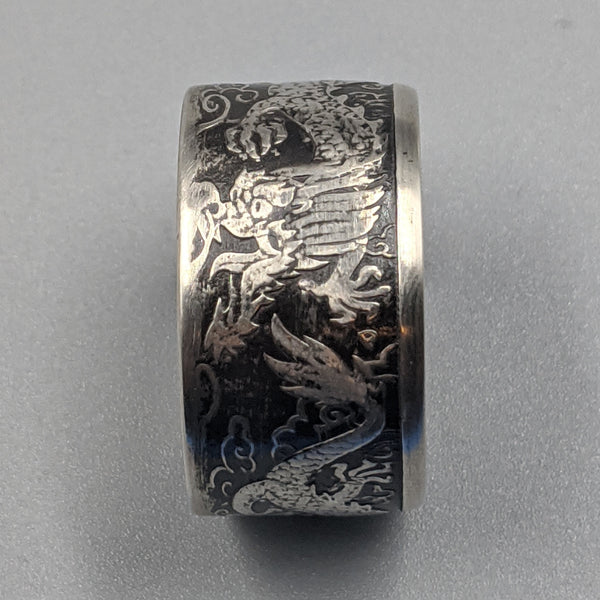 Men's Sterling Silver Dragon Ring - Dragon Romance