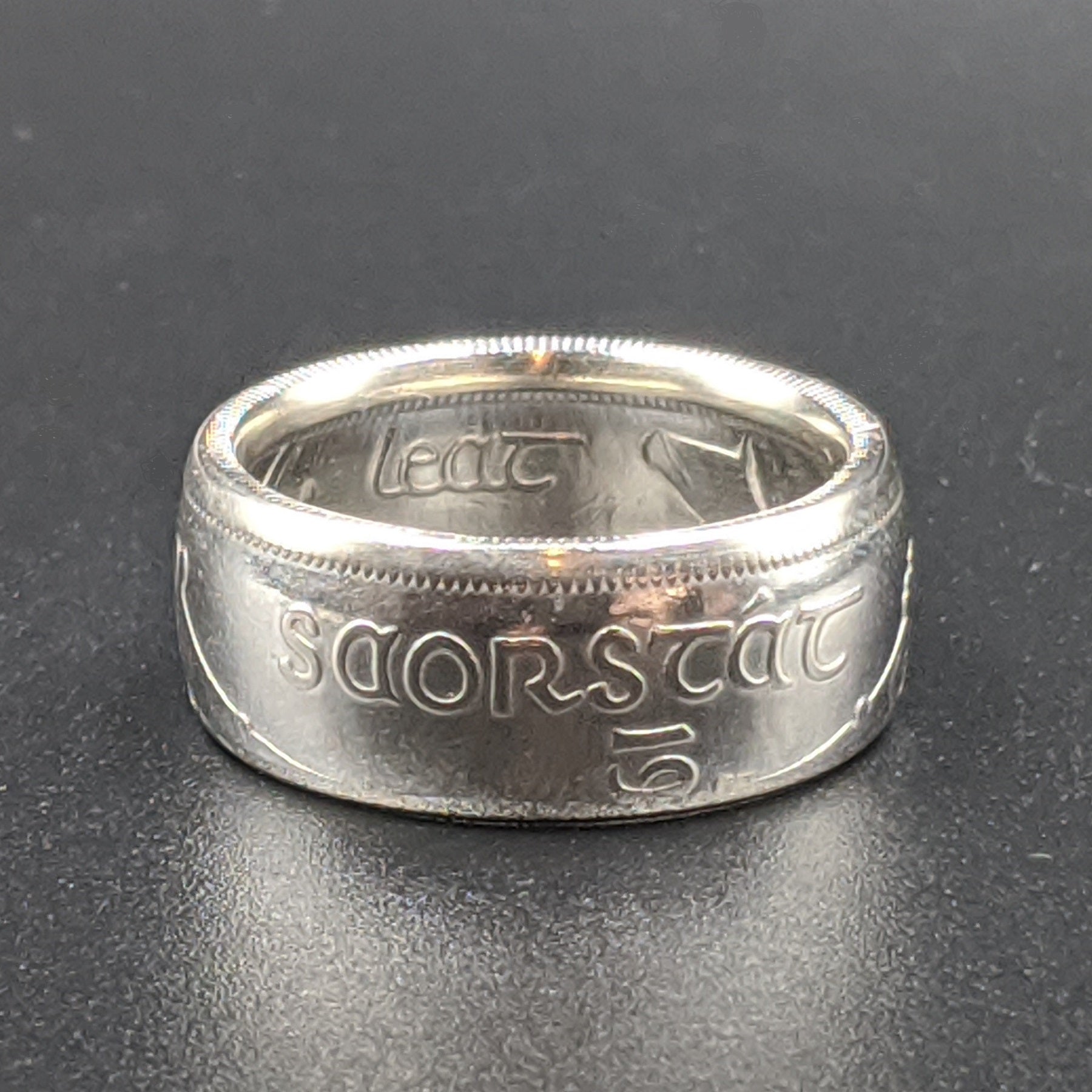 Irish Silver Half Crown Coin Ring