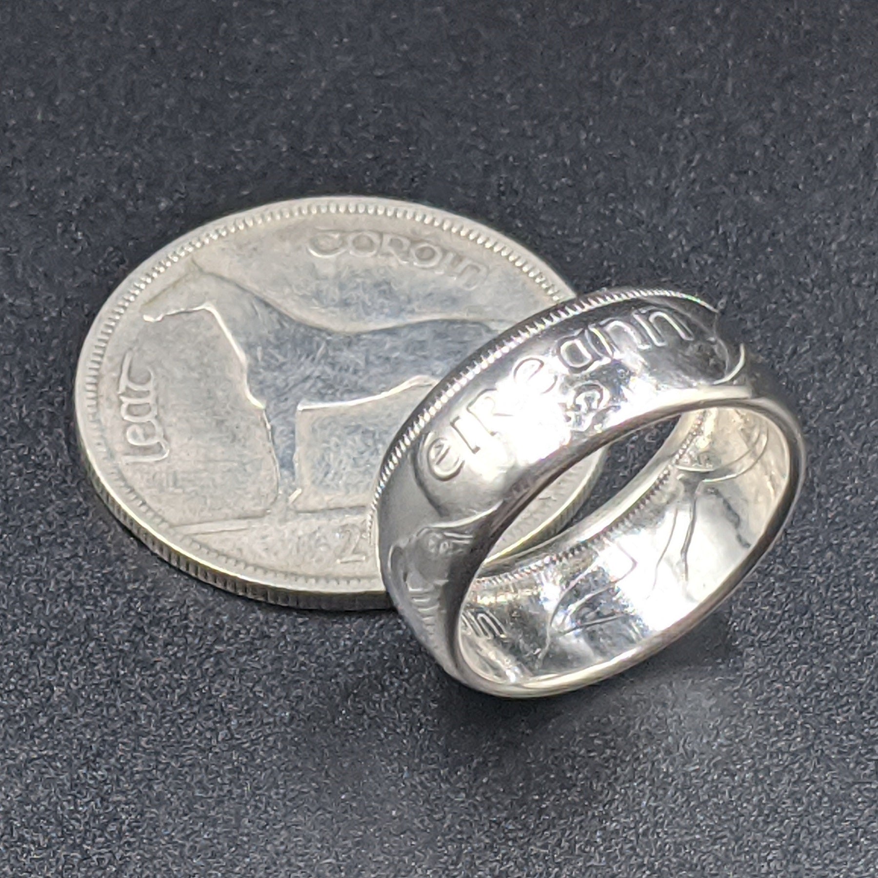 Irish Silver Half Crown Coin Ring