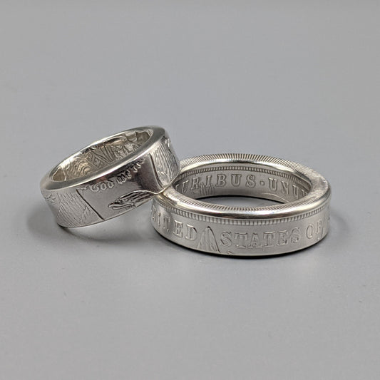 Morgan Silver Dollar Wedding Band Set