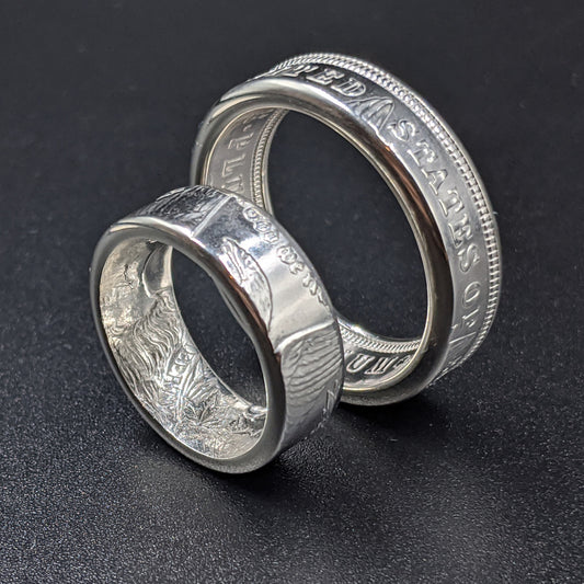 Morgan Silver Dollar Wedding Band Set