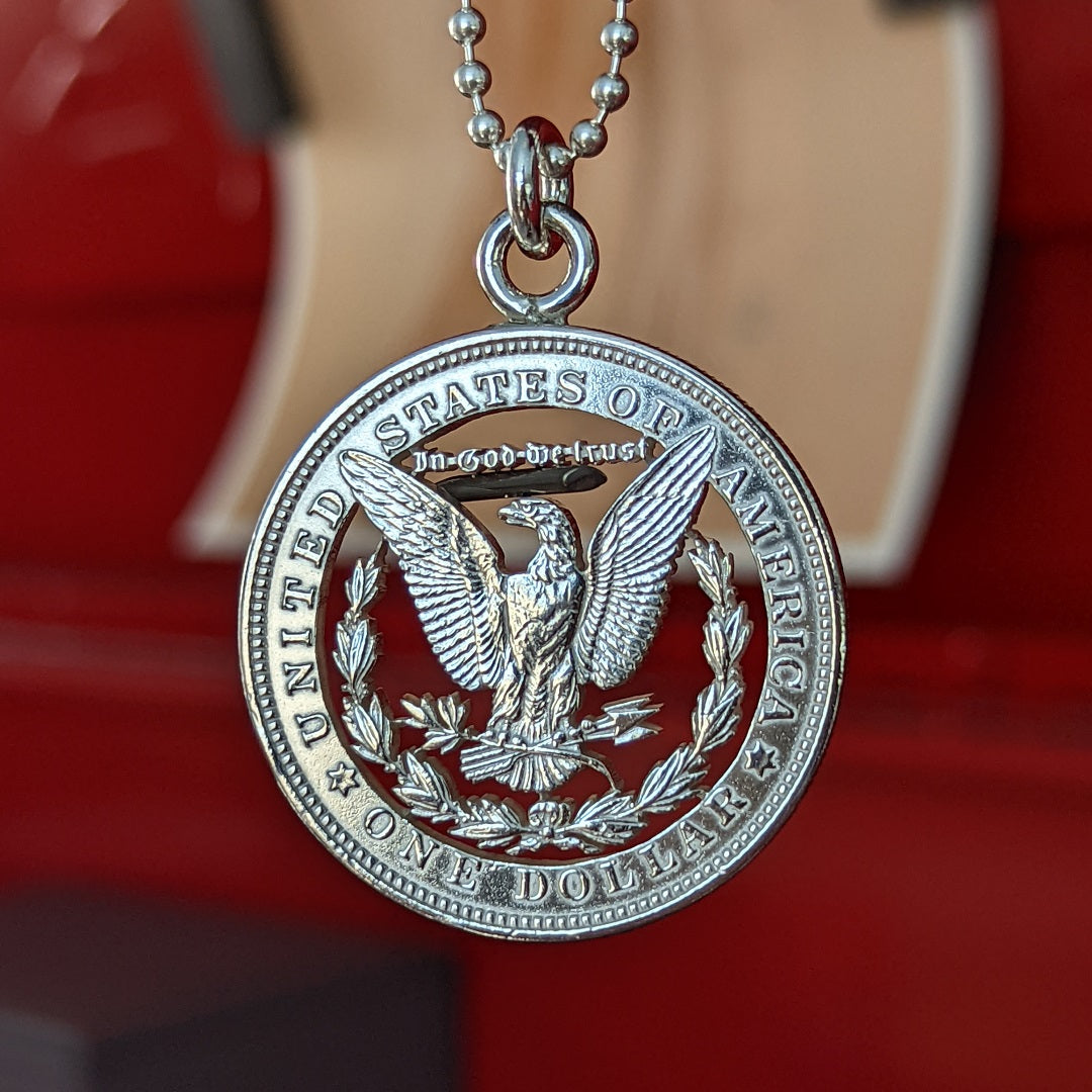 1896 Morgan Silver Dollar Cut Coin Necklace