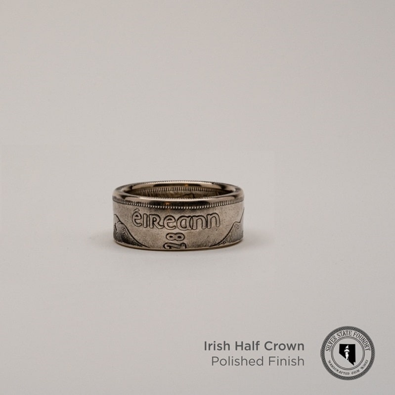 Irish Silver Half Crown Coin Ring