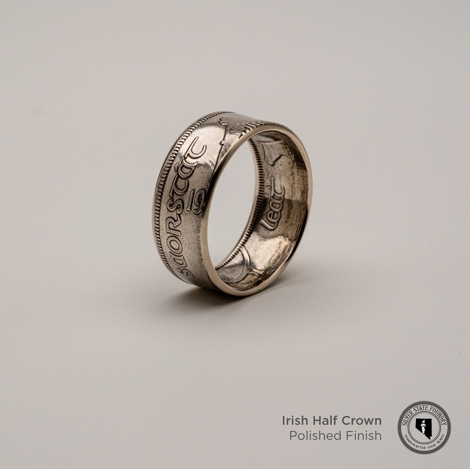 Irish Silver Half Crown Coin Ring