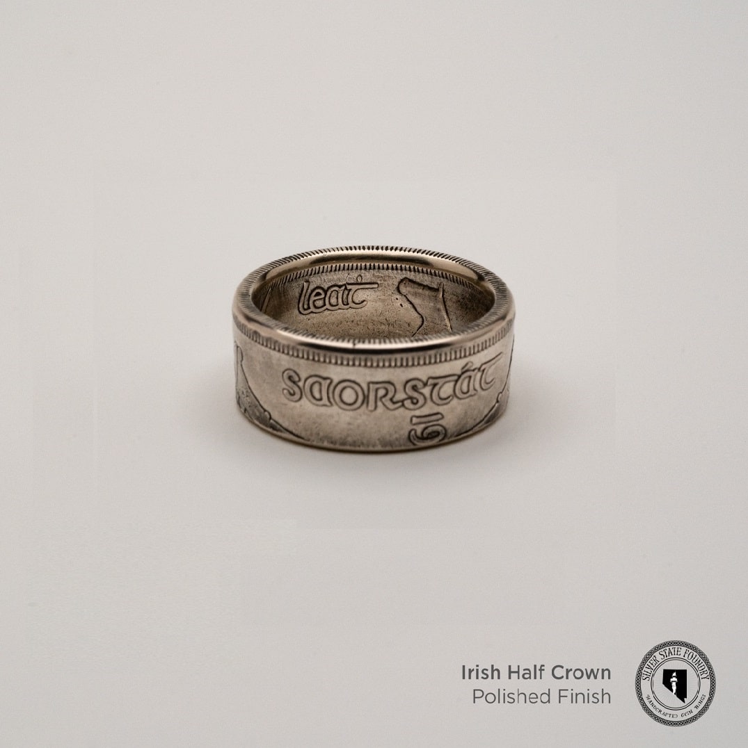Irish Silver Half Crown Coin Ring