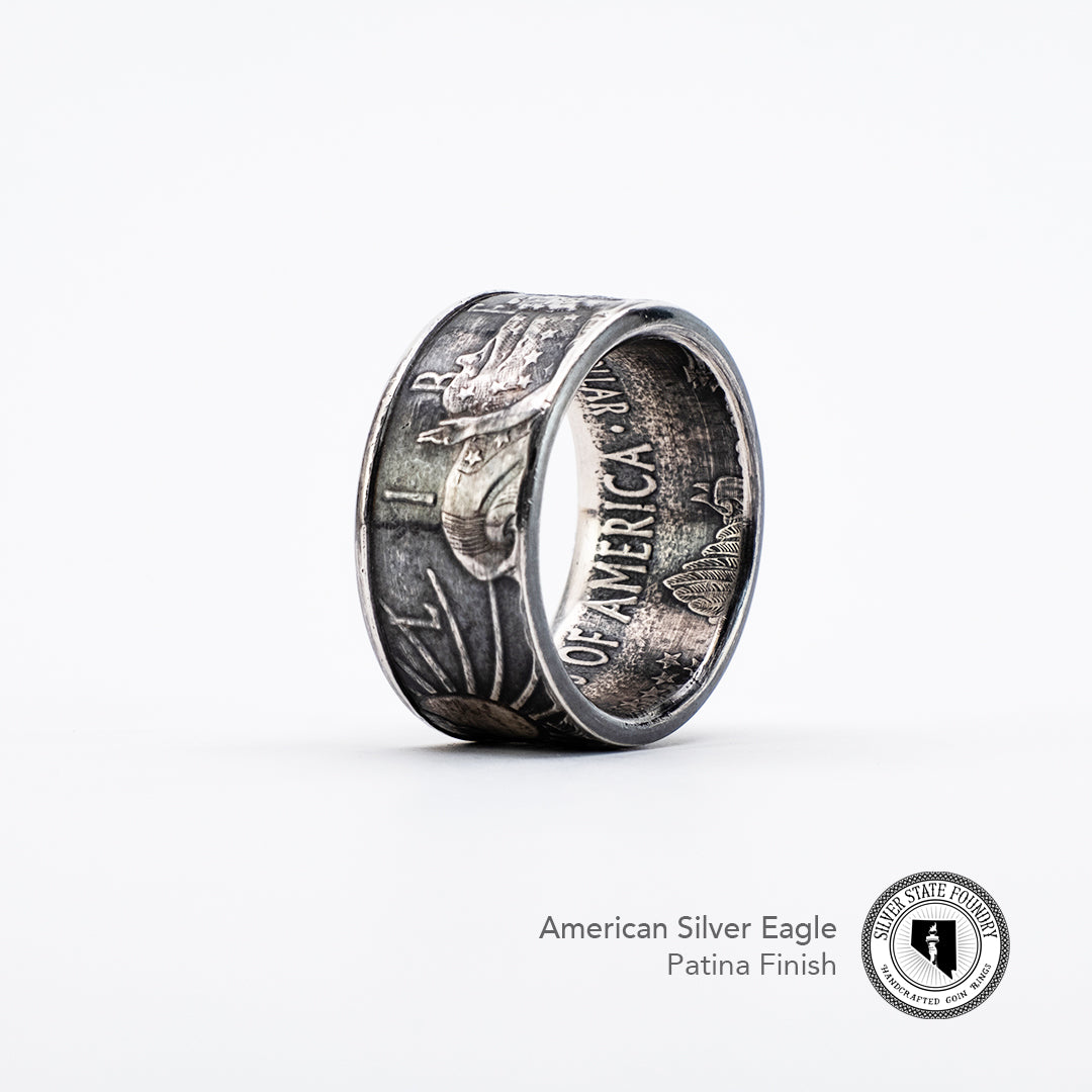 American Silver Eagle Coin Ring – Hand-Forged from a 1 oz U.S. Silver Coin