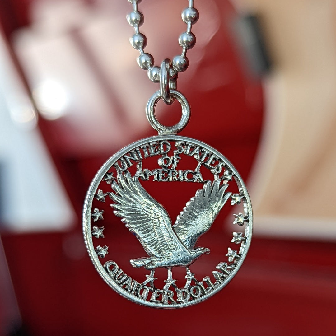 1926 Quarter Dollar Cut Coin Necklace