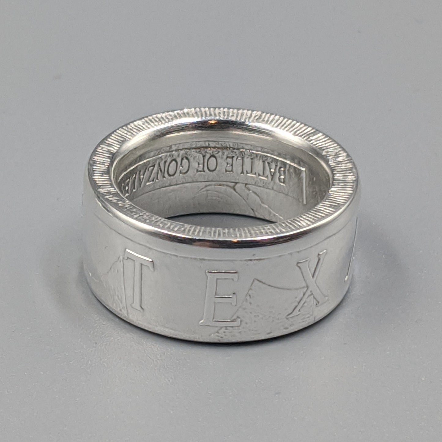 Texas Round Silver Coin Ring