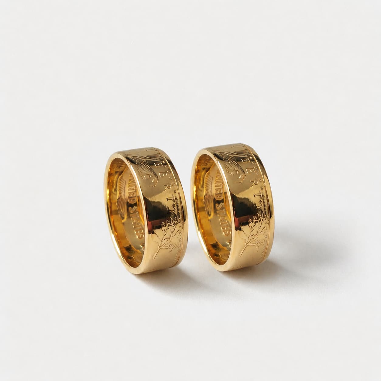 Gold Coin Ring Wedding Bands - Reserved Expression Pair