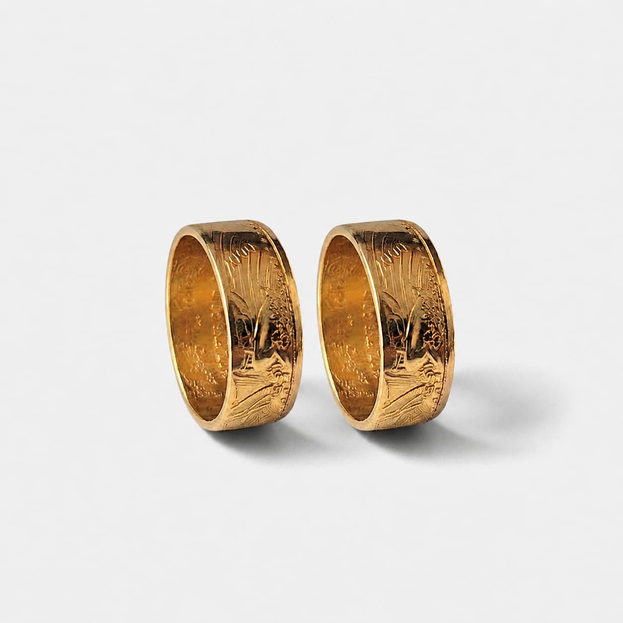 Gold Coin Ring Wedding Bands - Reserved Expression Pair