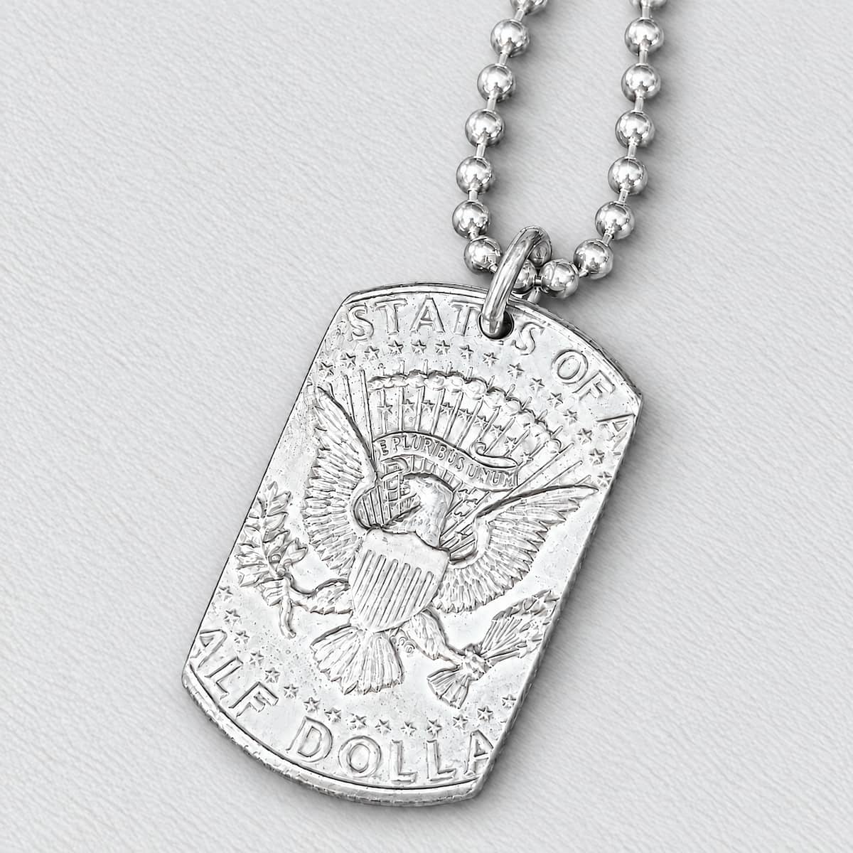 Dog tag pendant and sterling ball chain from Silver State Foundry