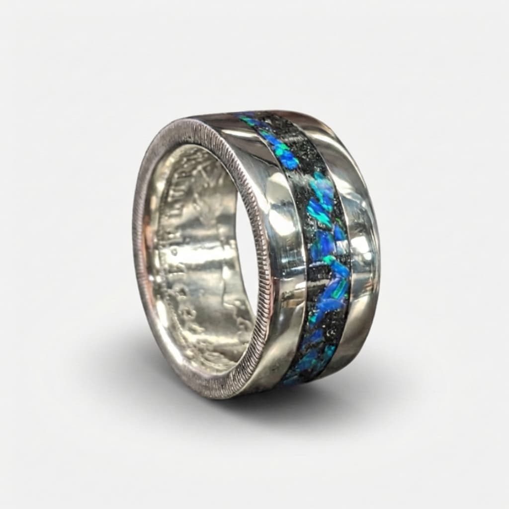 Cremation Ash Coin Ring