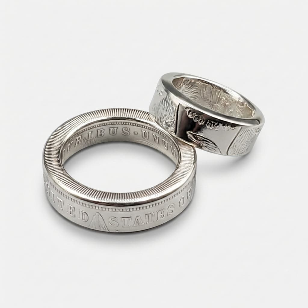 Morgan Silver Dollar Wedding Band Set