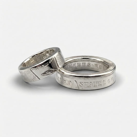 Morgan Silver Dollar Wedding Band Set