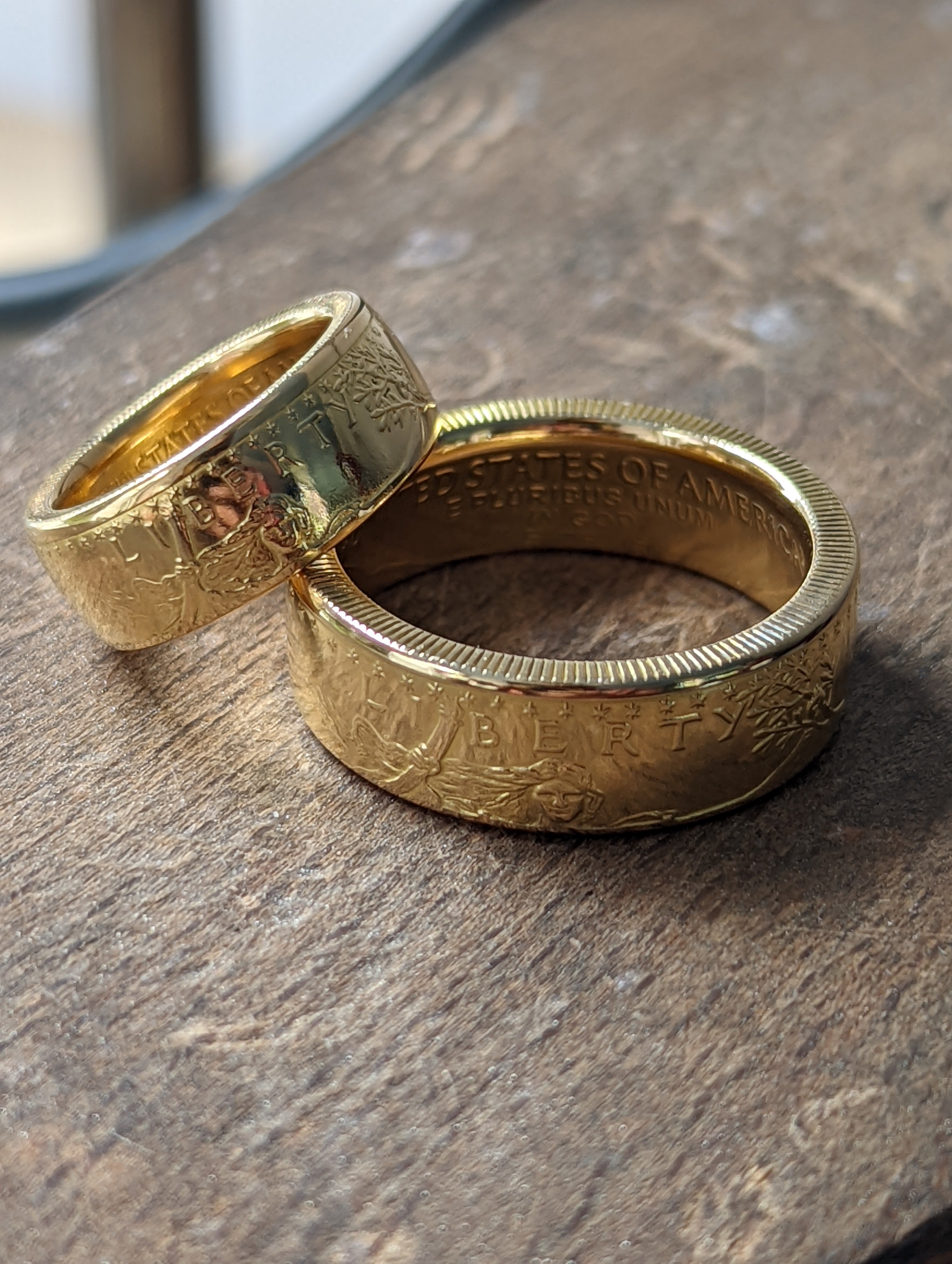 Mens Wedding Ring Yellow Gold Domed Wedding Band Matte Finish Ring | La  More Design