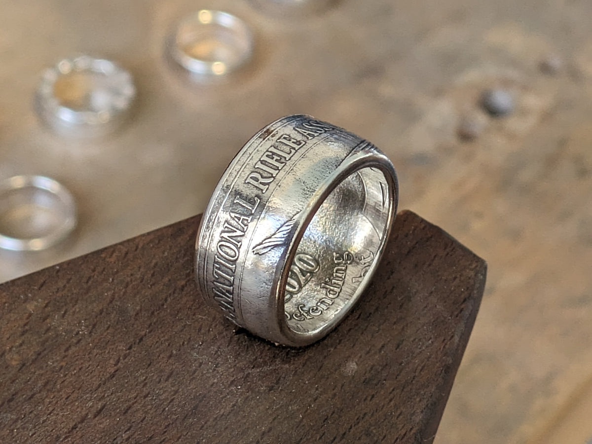 NRA Silver Coin Ring