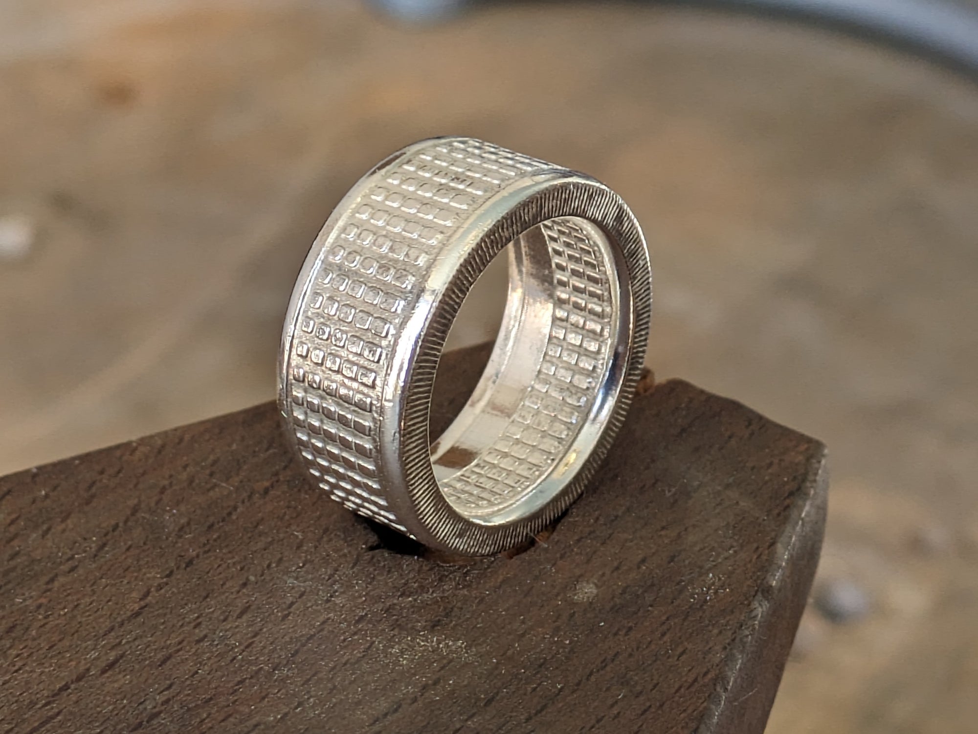 Geo Pattern Coin Ring