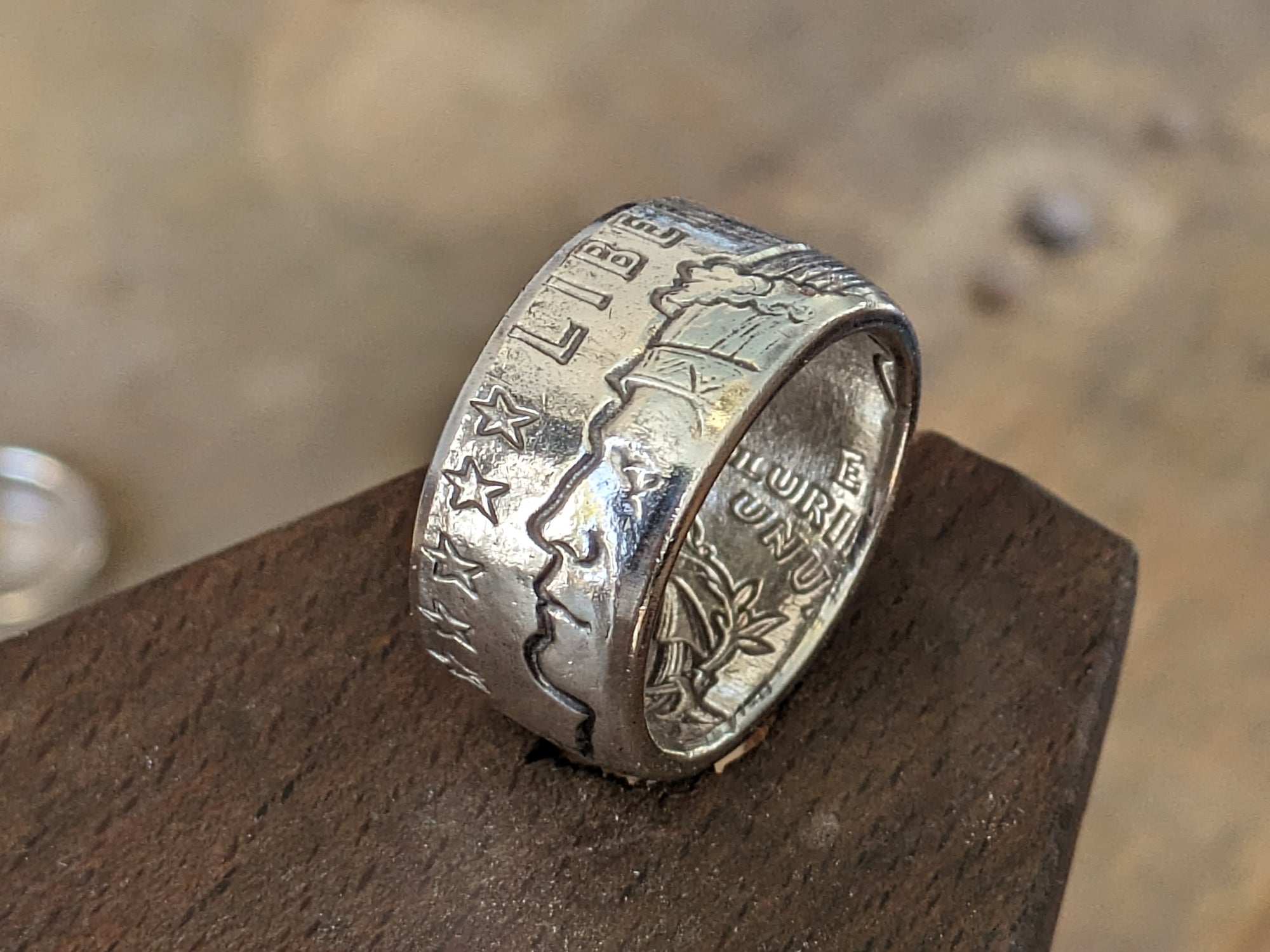 Incuse Indian Silver Coin Ring