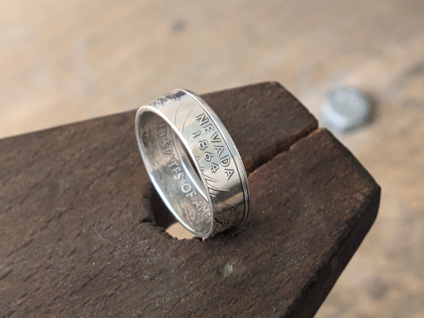 Nevada Silver Quarter Coin Ring