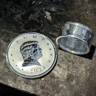 Trump 2024 Silver Coin Ring