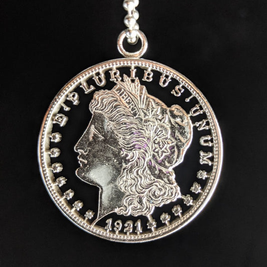 1921 Morgan Silver Dollar Cut Coin Necklace