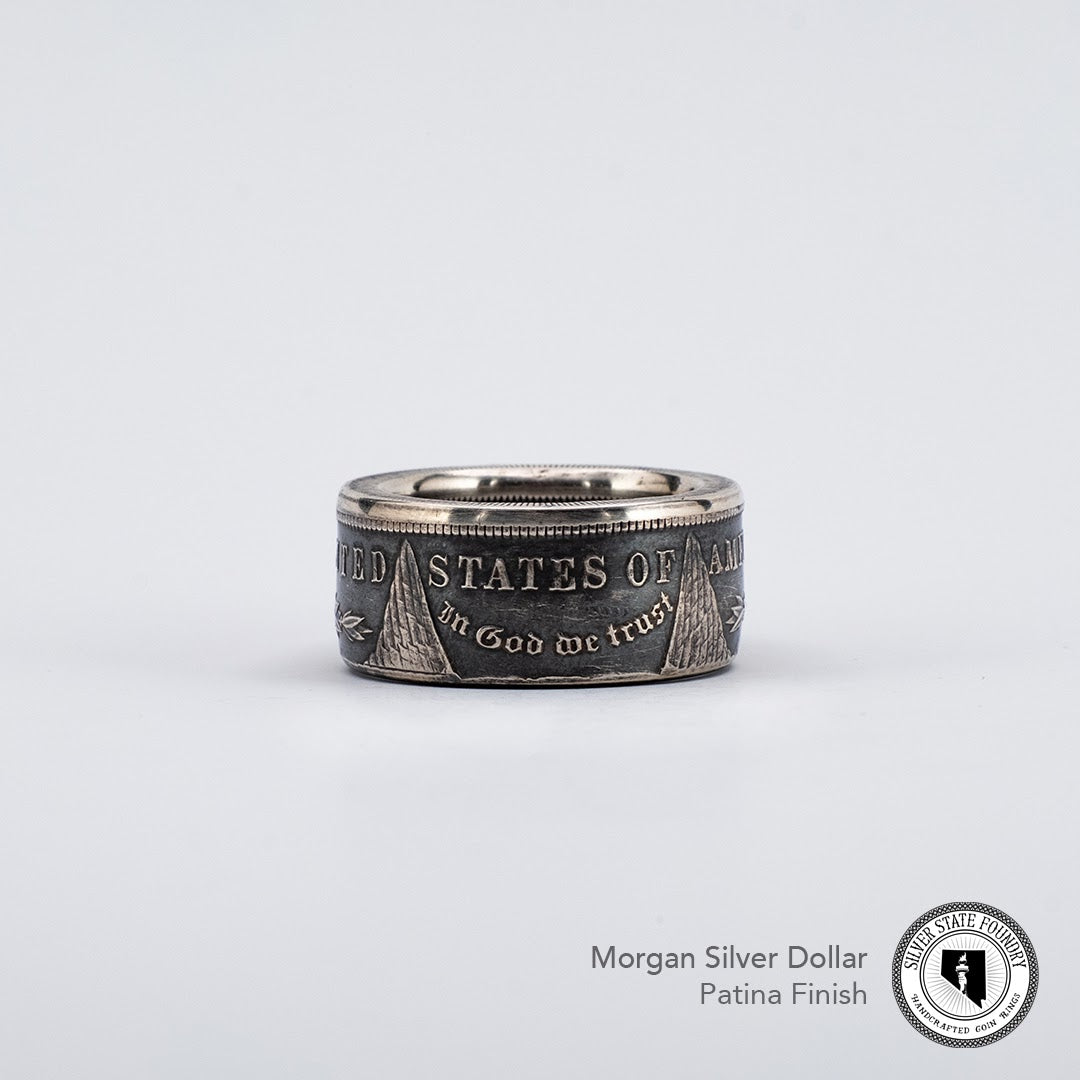 Morgan Silver Dollar Coin Ring & American Pride Dog Tag Necklace