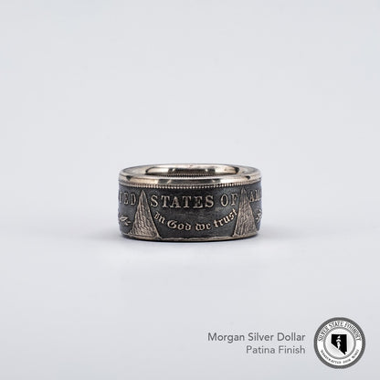 Morgan Silver Dollar Coin Ring & American Pride Dog Tag Necklace