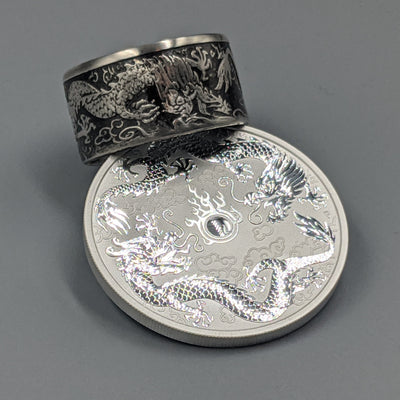 Australian Double Dragon Coin Ring