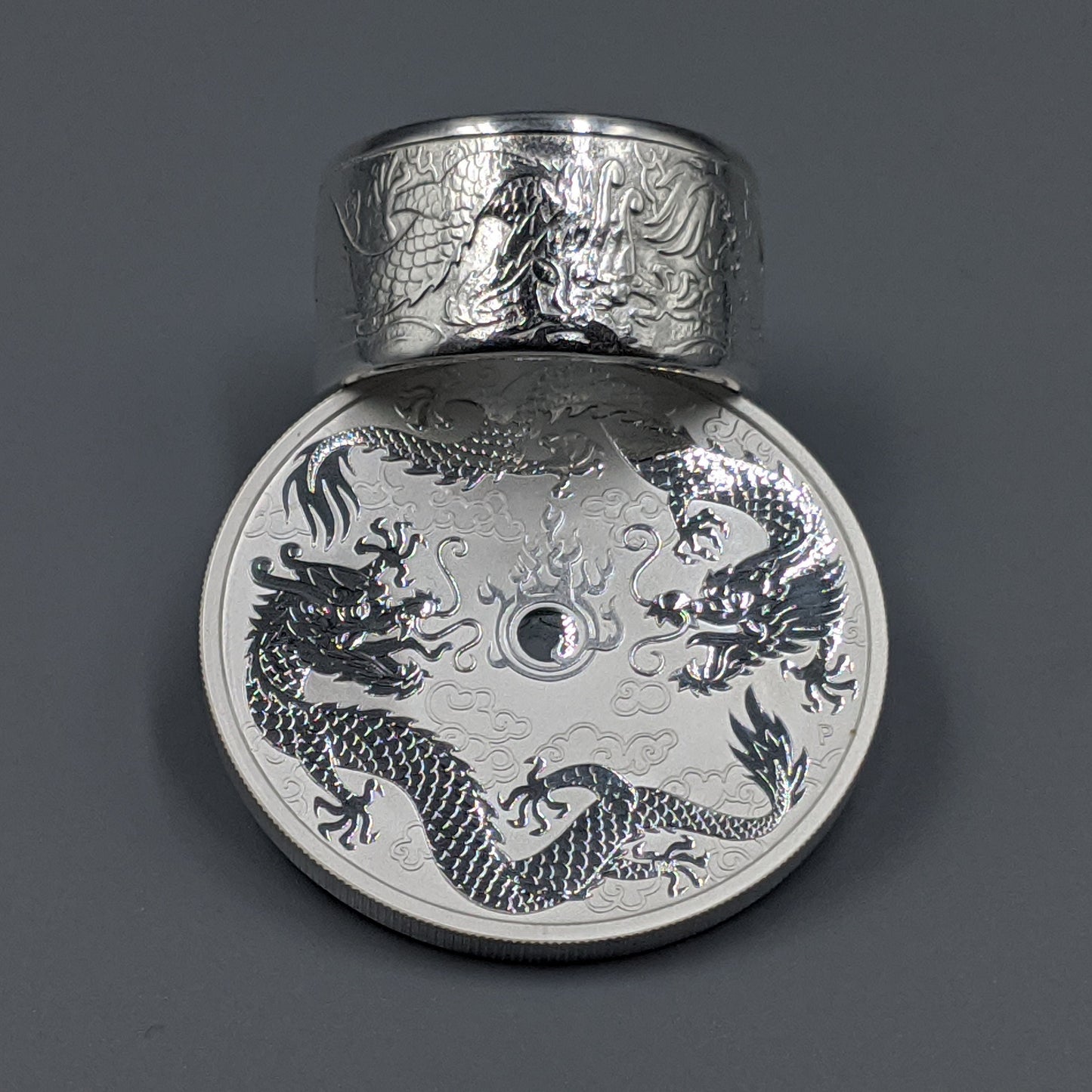 Australian Double Dragon Coin Ring