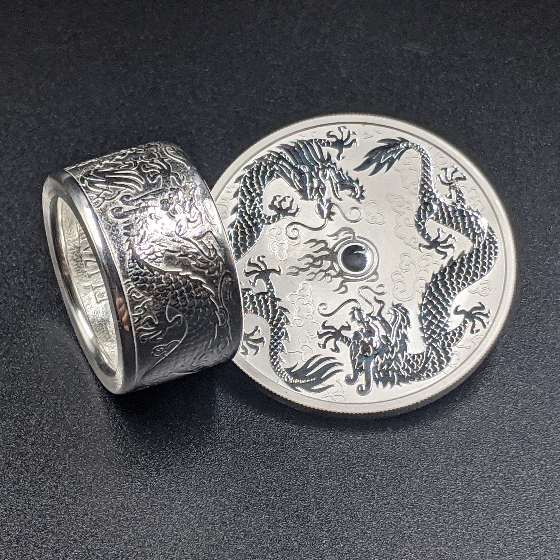 Australian Double Dragon Coin Ring