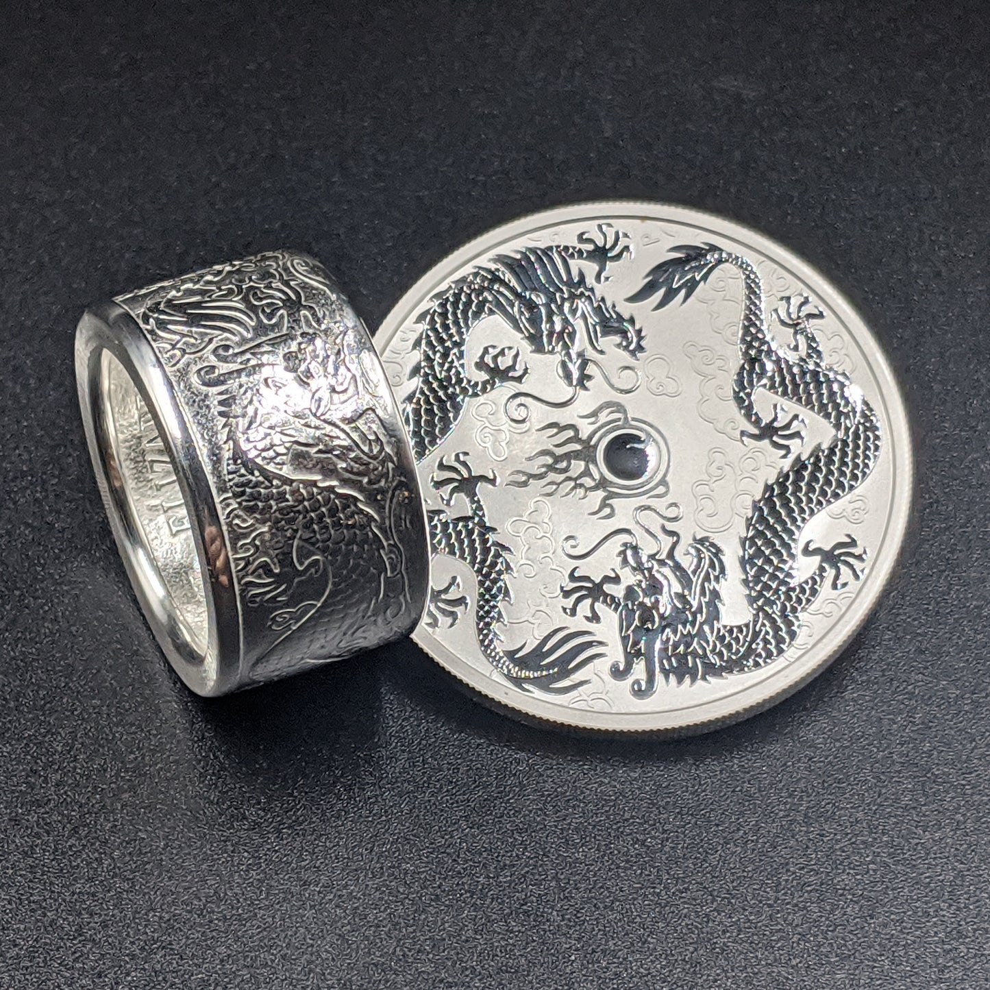 Australian Double Dragon Coin Ring