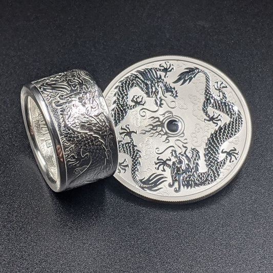 Australian Double Dragon Coin Ring