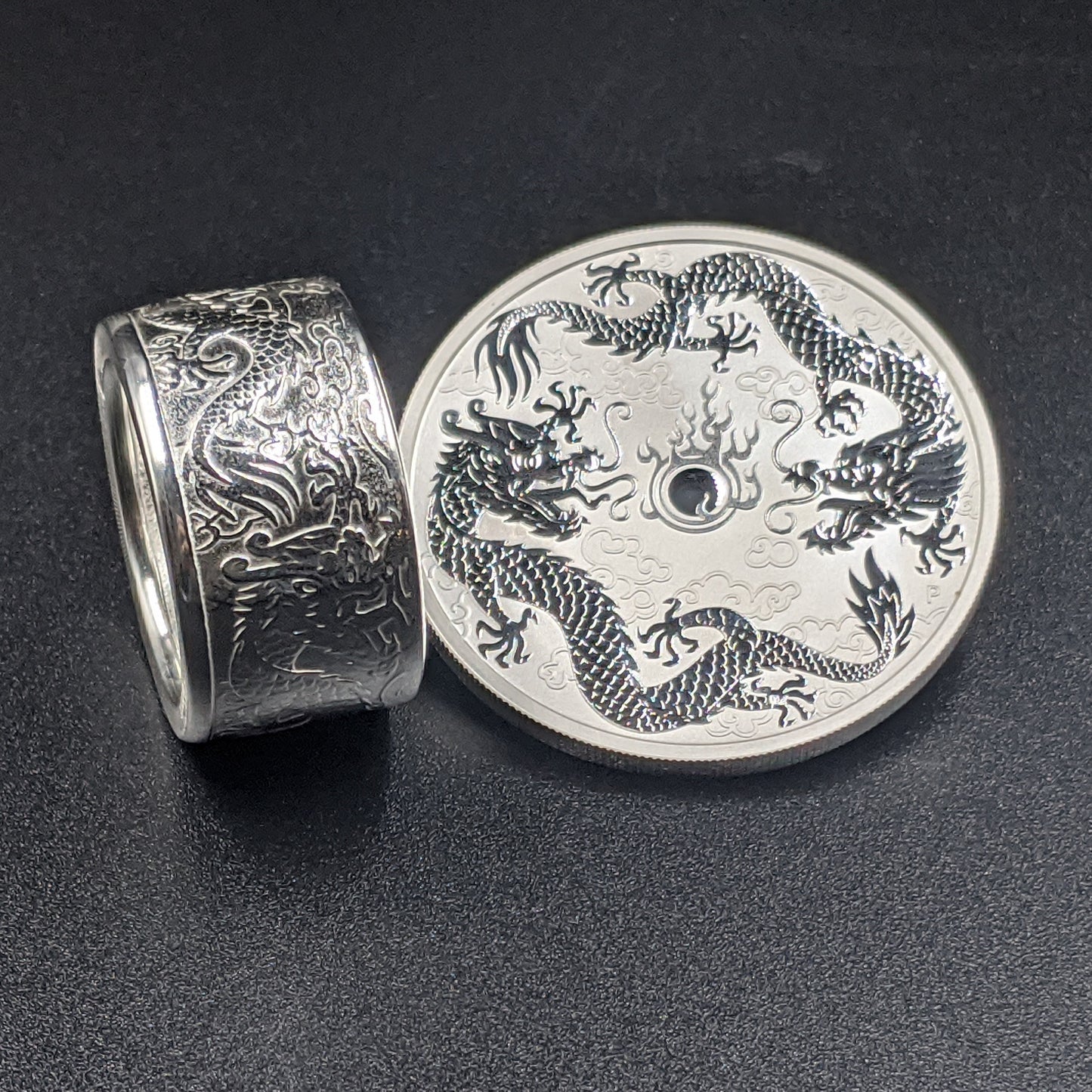 Australian Double Dragon Coin Ring
