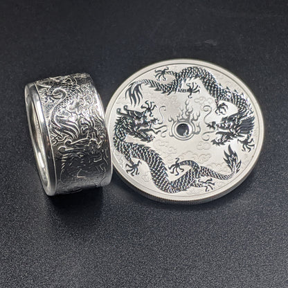 Australian Double Dragon Coin Ring
