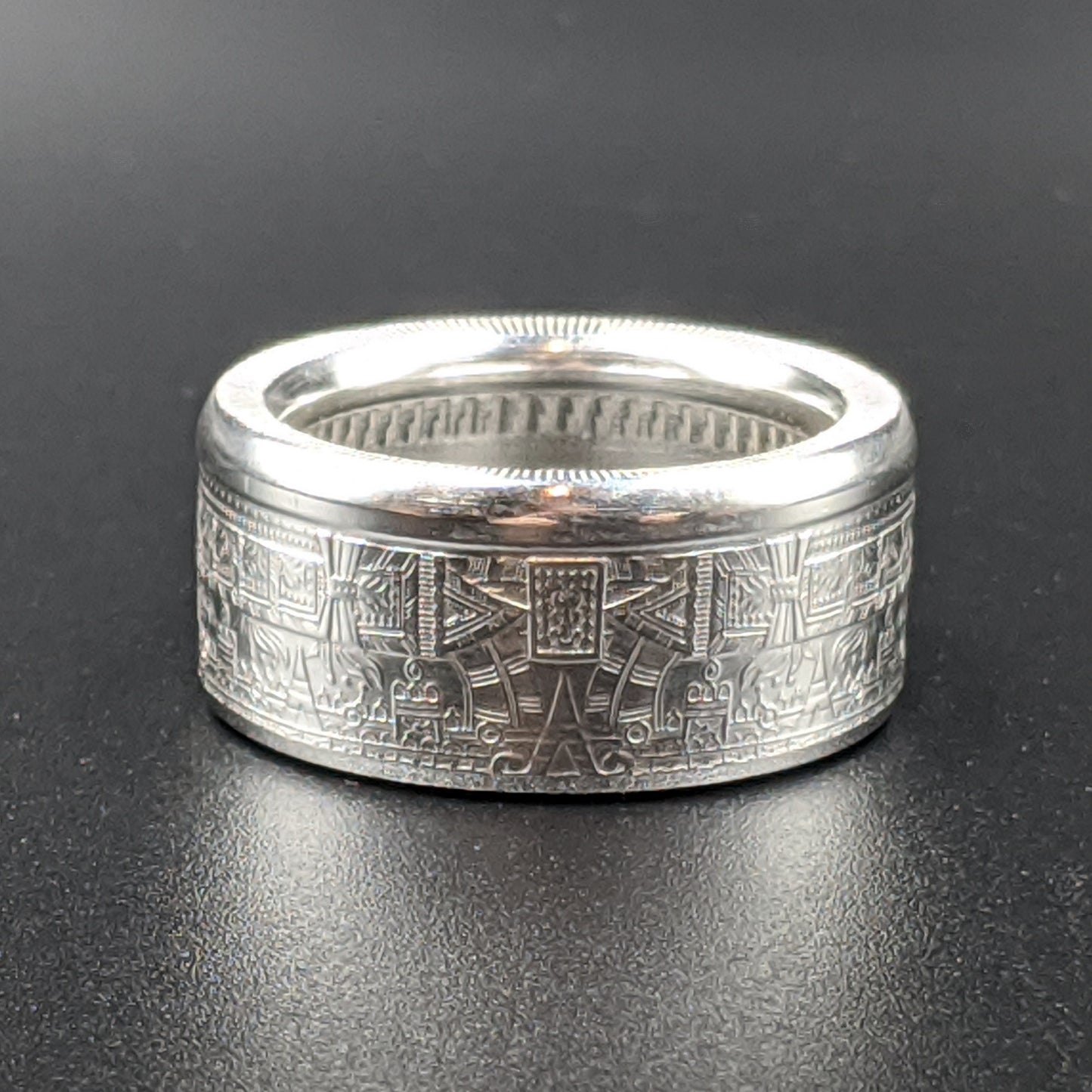Aztec Calendar Coin Ring