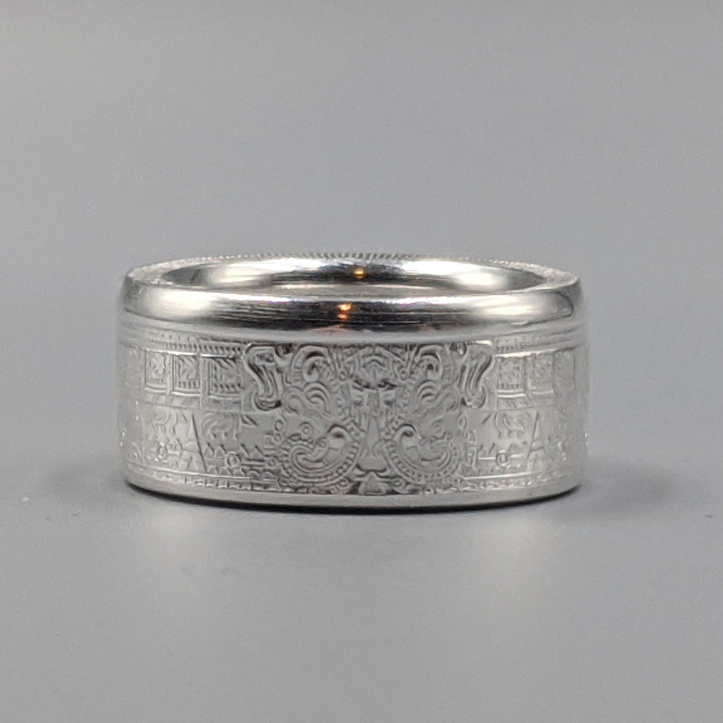 Aztec Calendar Coin Ring
