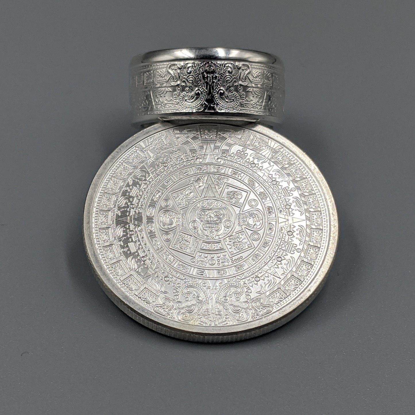 Aztec Calendar Coin Ring