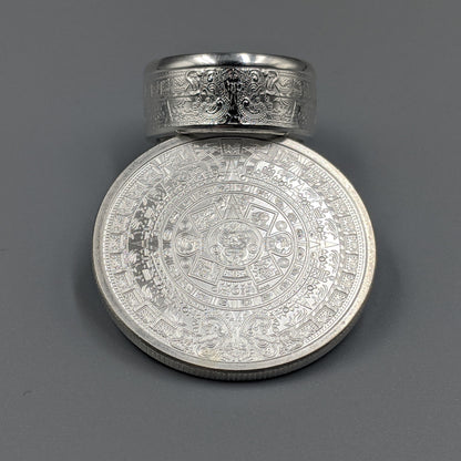 Aztec Calendar Coin Ring