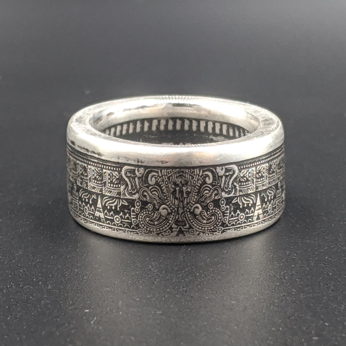 Aztec Calendar Coin Ring