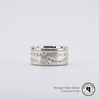 Morgan Silver Dollar Coin Ring & American Pride Dog Tag Necklace