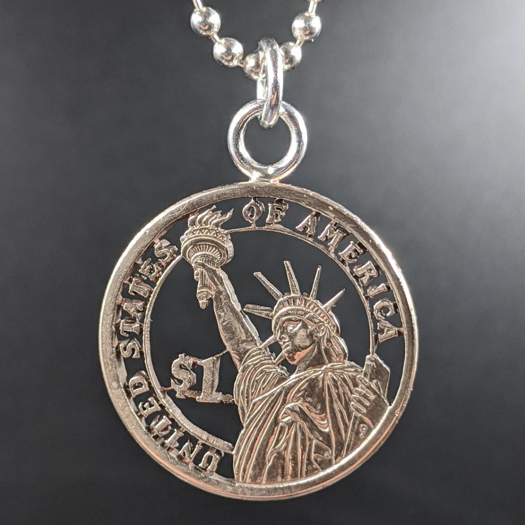 2005 Presidential Dollar Cut Coin Necklace