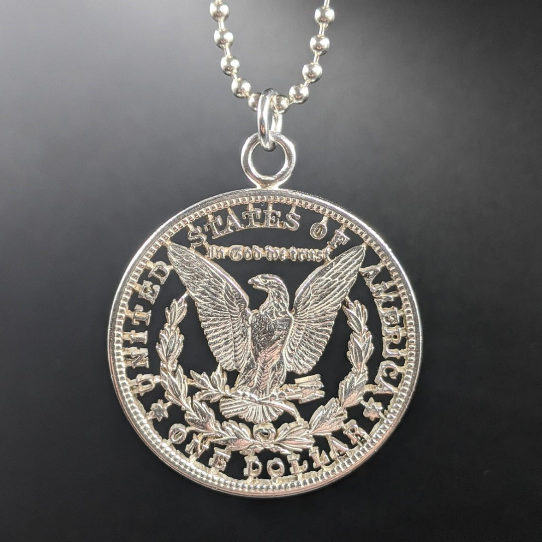 1882 Morgan Silver Dollar Cut Coin Necklace