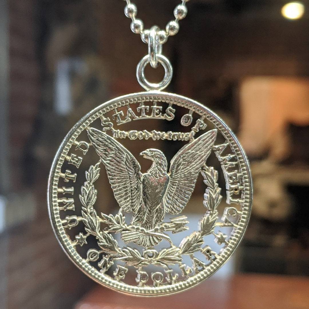 1882 Morgan Silver Dollar Cut Coin Necklace