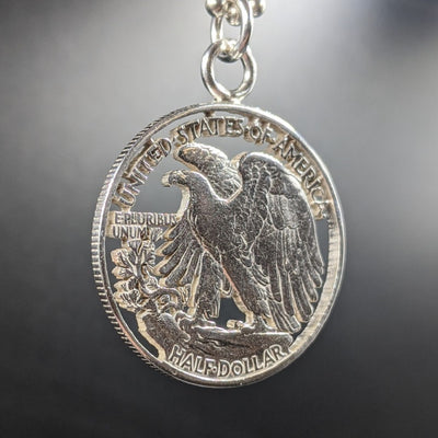 1941 Walking Liberty Half Dollar Cut Coin Necklace