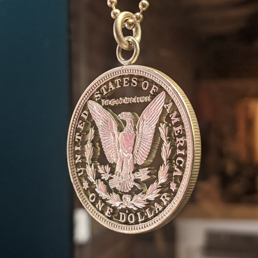 1882 Morgan Silver Dollar Cut Coin Necklace