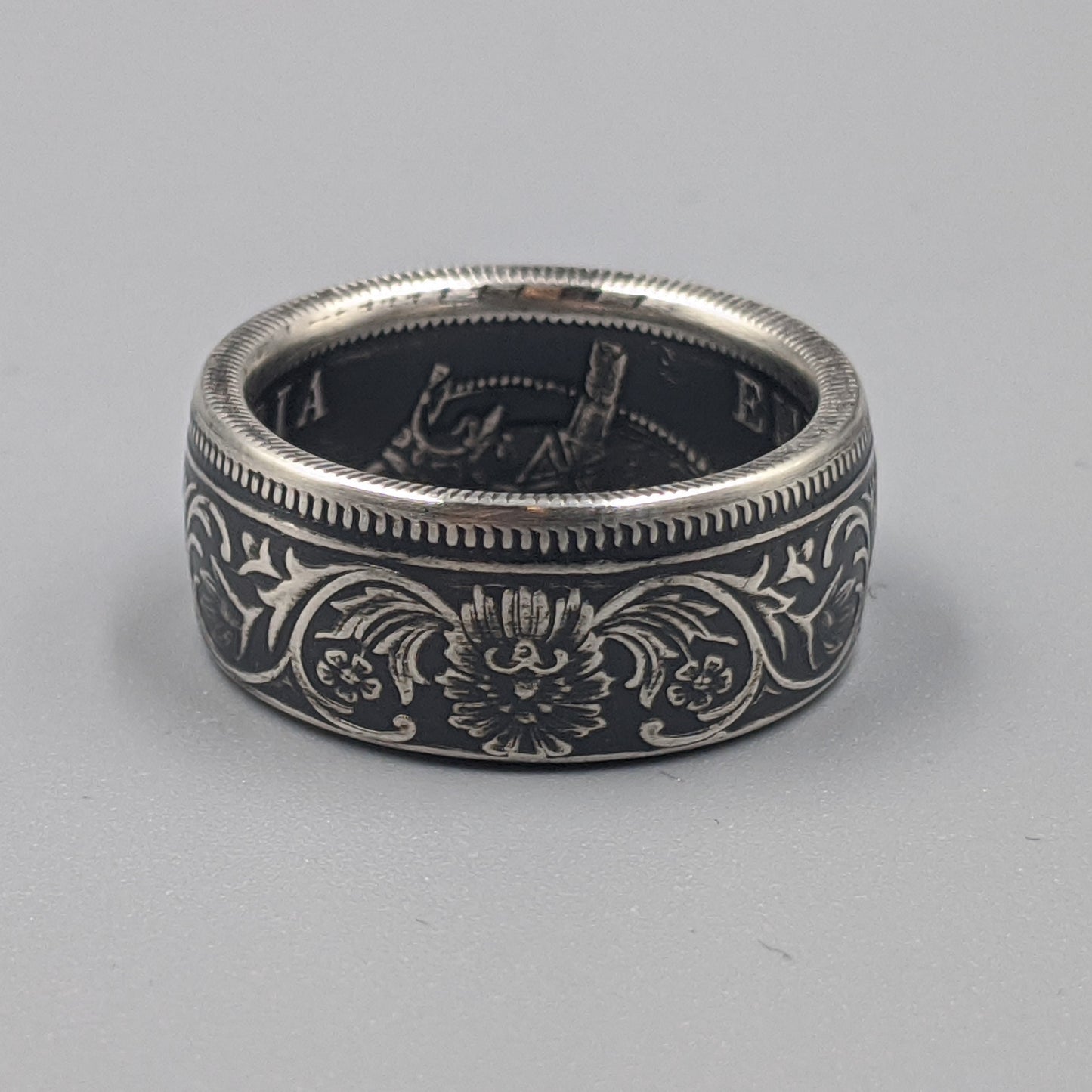 Silver British India One Rupee Coin Ring - 1847-1901