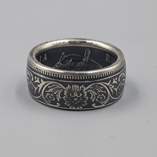 Silver British India One Rupee Coin Ring - 1847-1901